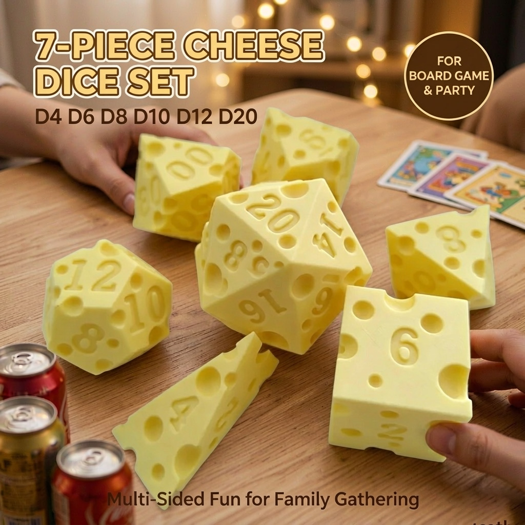 Board Game Live - ชุดลูกเต๋าชีสรูปทรงผิดปกติสุดสร้างสรรค์ D4 D20 ลูกเต๋าหลายหน้า เพชรพลอยจำลอง สำหรับ